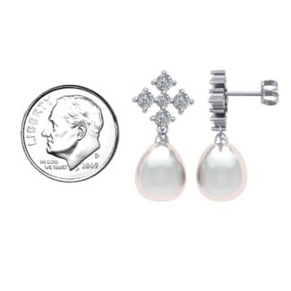 Freshwater Pearl Drop Earrings with Accents