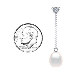 Freshwater Pearl Drop Pendant with Round Bezel Set Stone