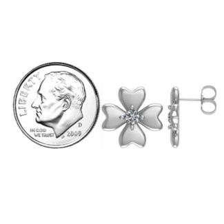 Four Heart Clover Earrings – Sterling Silver with Pink Sapphire