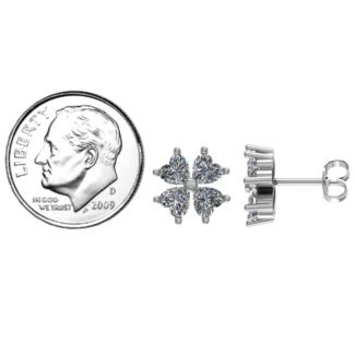 Multi Stone Four Heart Clover Earrings