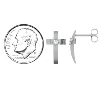 Classic Cross Earrings With Gemstone