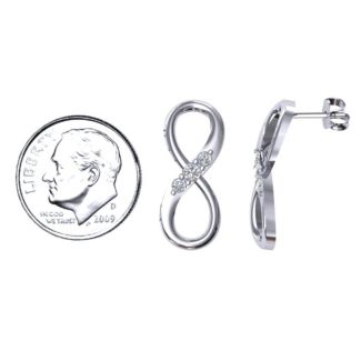 Three Stone Infinity Earrings – Sterling Silver with Cubic Zirconia