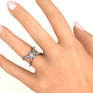 4 Stone Crossover Ring
