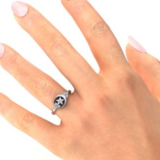 Beautiful Night Ring – 10K Yellow Gold with Cubic Zirconia and Amethyst