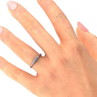 Trinity Ring on Classic Band – 14K Yellow Gold with Blue Topaz and Aquamarine
