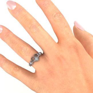 Shimmering Infinity Princess Stone Heart Ring – 9kt Yellow Gold with Ruby and Cubic Zirconia