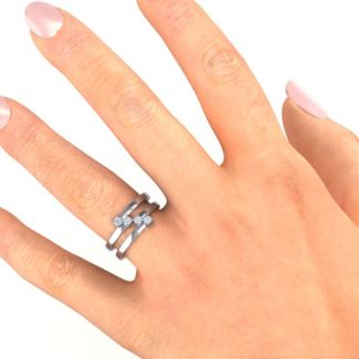 Diagonal Dazzle Ring With 4-5 Gemstones