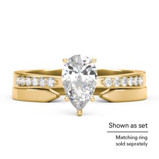 Fancy Pear Shape Ring with Accent band – Sterling Silver with Emerald and Green Premium Zirconia