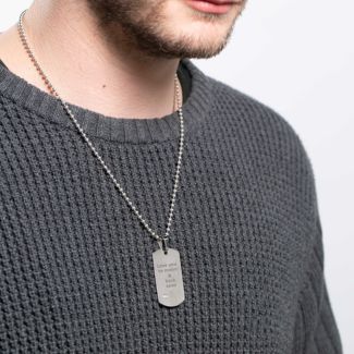 Stainless Steel Dog Tag Necklace With Gemstone Accent – Stainless Steel
