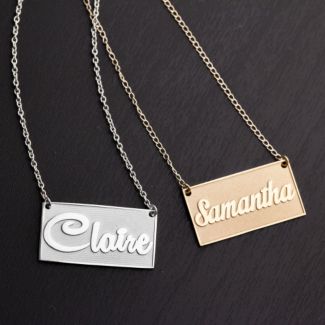 Embossed Name Bar Pendant