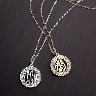 Sparkling Halo Monogram Pendant – 10K Yellow Gold with White Premium Zirconia