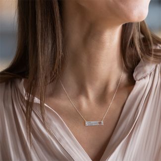 Raising The Bar Engravable Double Bar Necklace with Heart Cutout