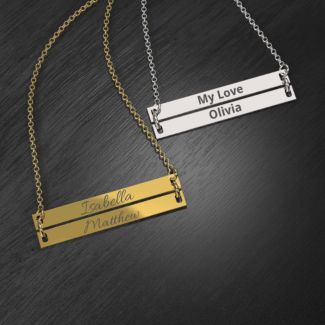 Raising The Bar Engravable Double Bar Necklace