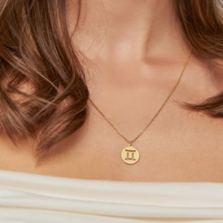 Gemini Zodiac Symbol Cutout Disc Necklace