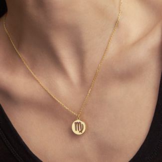 Virgo Zodiac Symbol Cutout Disc Necklace