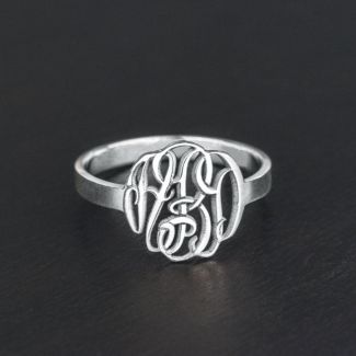Classic Personalized Monogram Name Ring – 10K Rose Gold