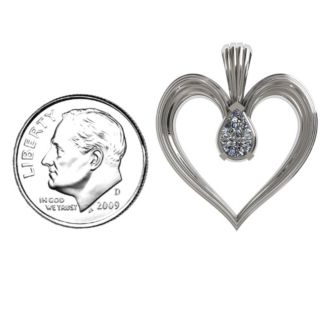 Fountain Heart Pendant with Pear Gemstone – Sterling Silver with Morganite