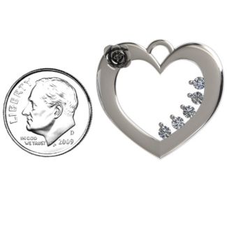 Corsage Rose Heart Pendant with Birthstones