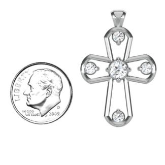 Flared Cross Pendant – 10K Yellow Gold with Cubic Zirconia and Garnet