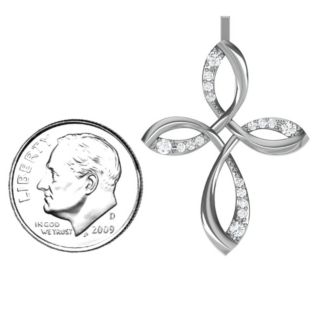 Stylish Curved Cross Pendant – 10K Yellow Gold with Cubic Zirconia and White Premium Zirconia