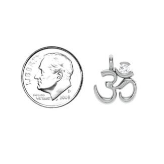 Om Yoga Pendant with 3mm Round Stone