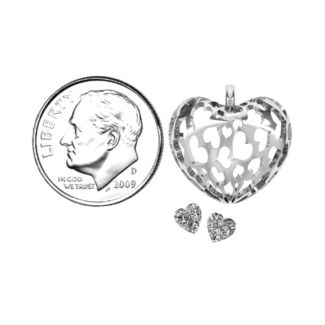 Sterling Silver Engravable Heart Cage Pendant With 1 - 6 Heart Gemstones