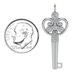 3–5 Stone Accented Key Pendant – Sterling Silver with Garnet and Cubic Zirconia