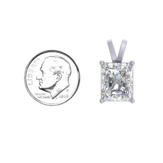 Emerald Cut Solitaire Pendant – Sterling Silver with Green Premium Zirconia