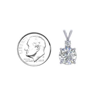 Graceful Round Solitaire with Accent Pendant – 18K Gold Plated Silver with White Premium Zirconia and Diamond