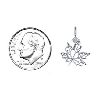 Maple Leaf with Stone Pendant – Sterling Silver with Ruby and Cubic Zirconia