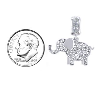 Filigree Elephant with Stones Pendant – Sterling Silver with Ruby and Cubic Zirconia