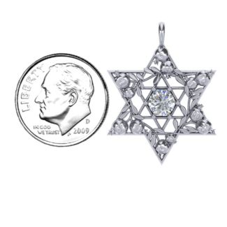 Pomegranate Branch Star of David Pendant – Sterling Silver with Peridot
