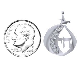 Pomegranate with Chai Pendant – Sterling Silver with Peridot and Cubic Zirconia