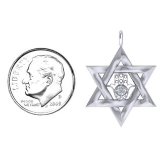 Star of David with Hamsa Pendant – Sterling Silver with Peridot