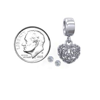 Engravable Mom Heart Cage Pendant with 2-4 Gemstones