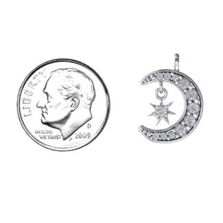 Sparkling Star And Moon Gemstone Pendant