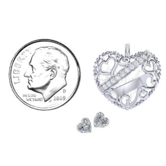 Engravable Heart Cage Pendant With 1 - 6 Heart Gemstones – 10K Rose Gold with Pink Tourmaline, Amethyst, and Cubic Zirconia