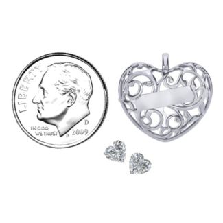 Fancy Filigree Engravable Cage Heart Pendant