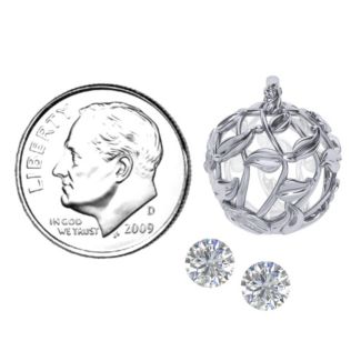 Luscious Leaf Cage Pendant – 10K Yellow Gold with Blue Sapphire and Cubic Zirconia