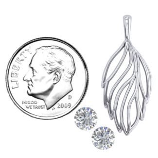 Elegant Elm Cage Leaf Pendant – 10K Yellow Gold with Blue Topaz and Cubic Zirconia